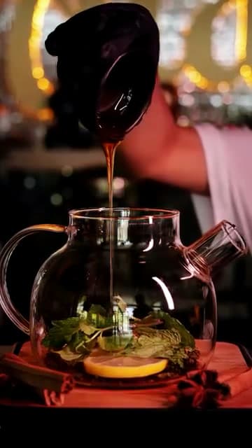 Steppe chai poured the traditional way